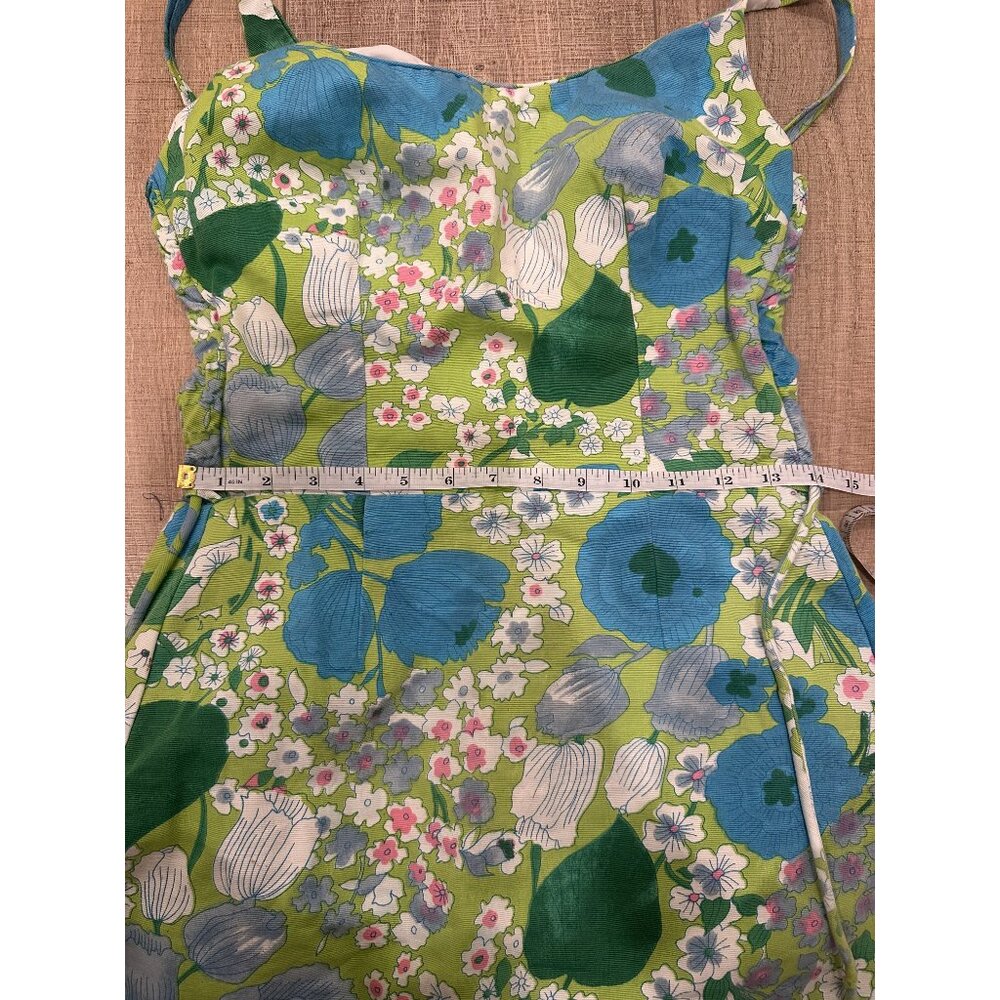 Vintage Cole of California Blue Floral Print Scoop Neck Sleeveless Swimsuit Sz 4 - Picture 6 of 9